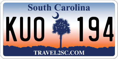 SC license plate KUO194