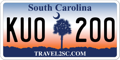 SC license plate KUO200