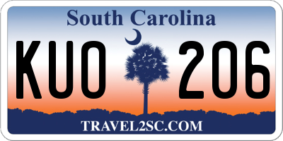 SC license plate KUO206