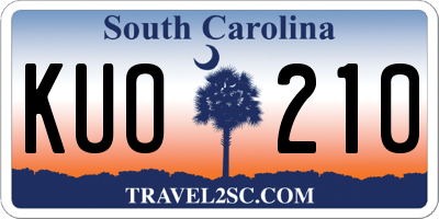 SC license plate KUO210