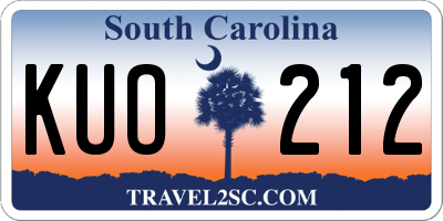 SC license plate KUO212