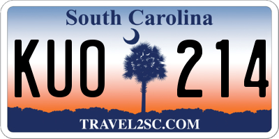 SC license plate KUO214