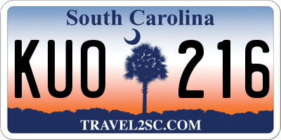 SC license plate KUO216