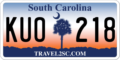SC license plate KUO218