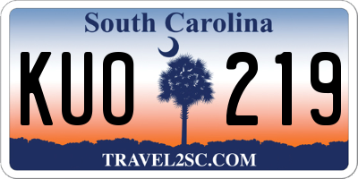 SC license plate KUO219