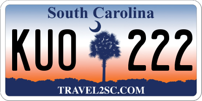 SC license plate KUO222