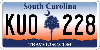 SC license plate KUO228