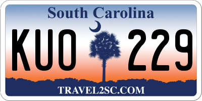 SC license plate KUO229