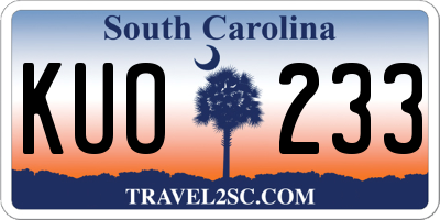 SC license plate KUO233