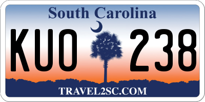 SC license plate KUO238