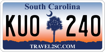 SC license plate KUO240
