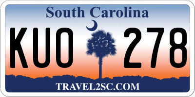 SC license plate KUO278