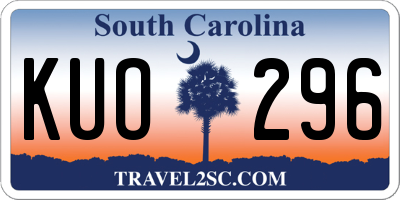 SC license plate KUO296
