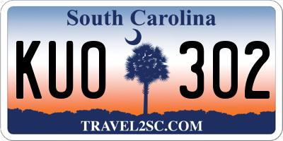 SC license plate KUO302