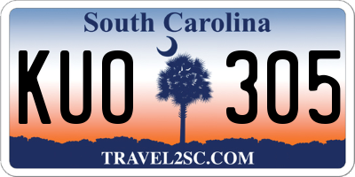 SC license plate KUO305