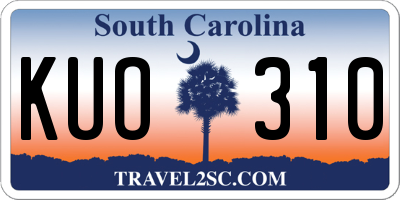 SC license plate KUO310