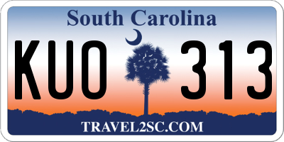 SC license plate KUO313
