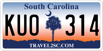 SC license plate KUO314