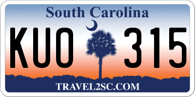 SC license plate KUO315