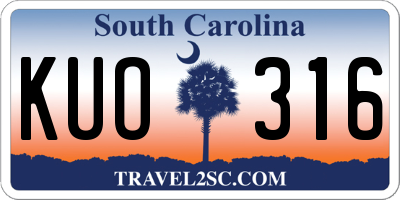 SC license plate KUO316