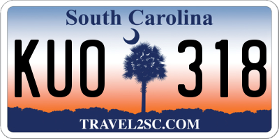 SC license plate KUO318