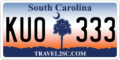 SC license plate KUO333