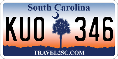 SC license plate KUO346