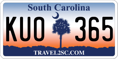 SC license plate KUO365