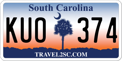 SC license plate KUO374