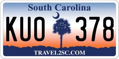 SC license plate KUO378