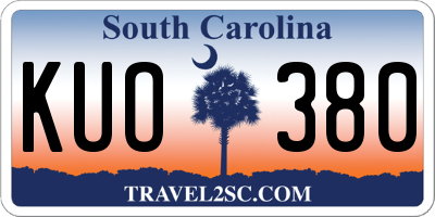 SC license plate KUO380