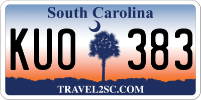 SC license plate KUO383