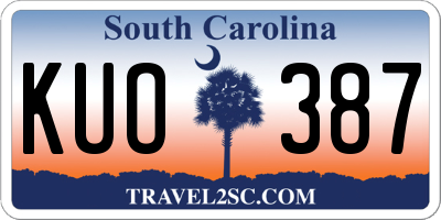 SC license plate KUO387
