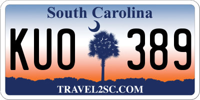 SC license plate KUO389