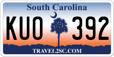 SC license plate KUO392