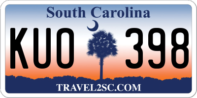 SC license plate KUO398