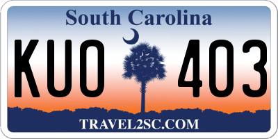 SC license plate KUO403