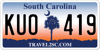 SC license plate KUO419