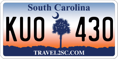 SC license plate KUO430