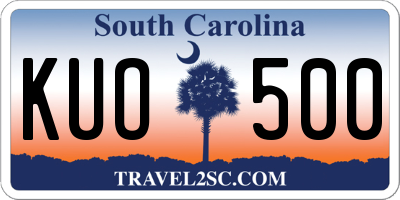 SC license plate KUO500