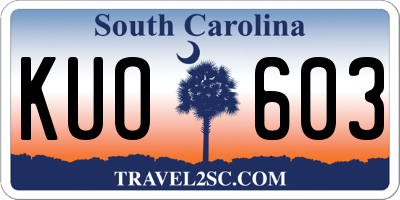 SC license plate KUO603