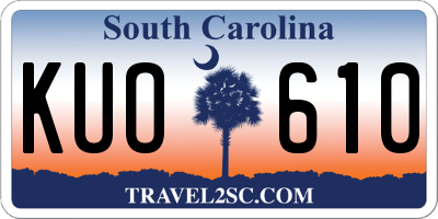 SC license plate KUO610
