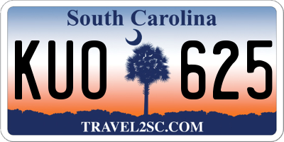 SC license plate KUO625