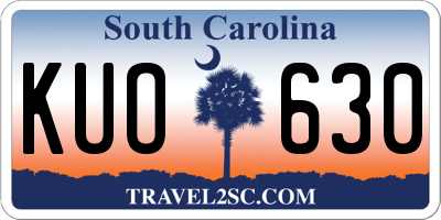 SC license plate KUO630