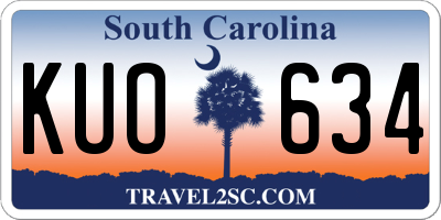 SC license plate KUO634
