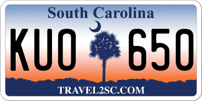 SC license plate KUO650