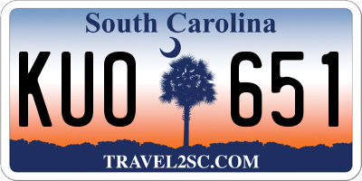 SC license plate KUO651