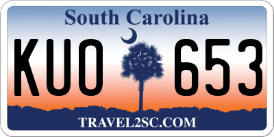 SC license plate KUO653