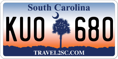 SC license plate KUO680