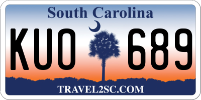 SC license plate KUO689